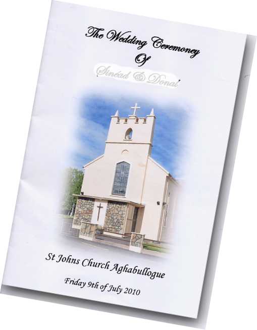 Wedding Mass Booklets Bandon Clonakilty  Gougane  Cork